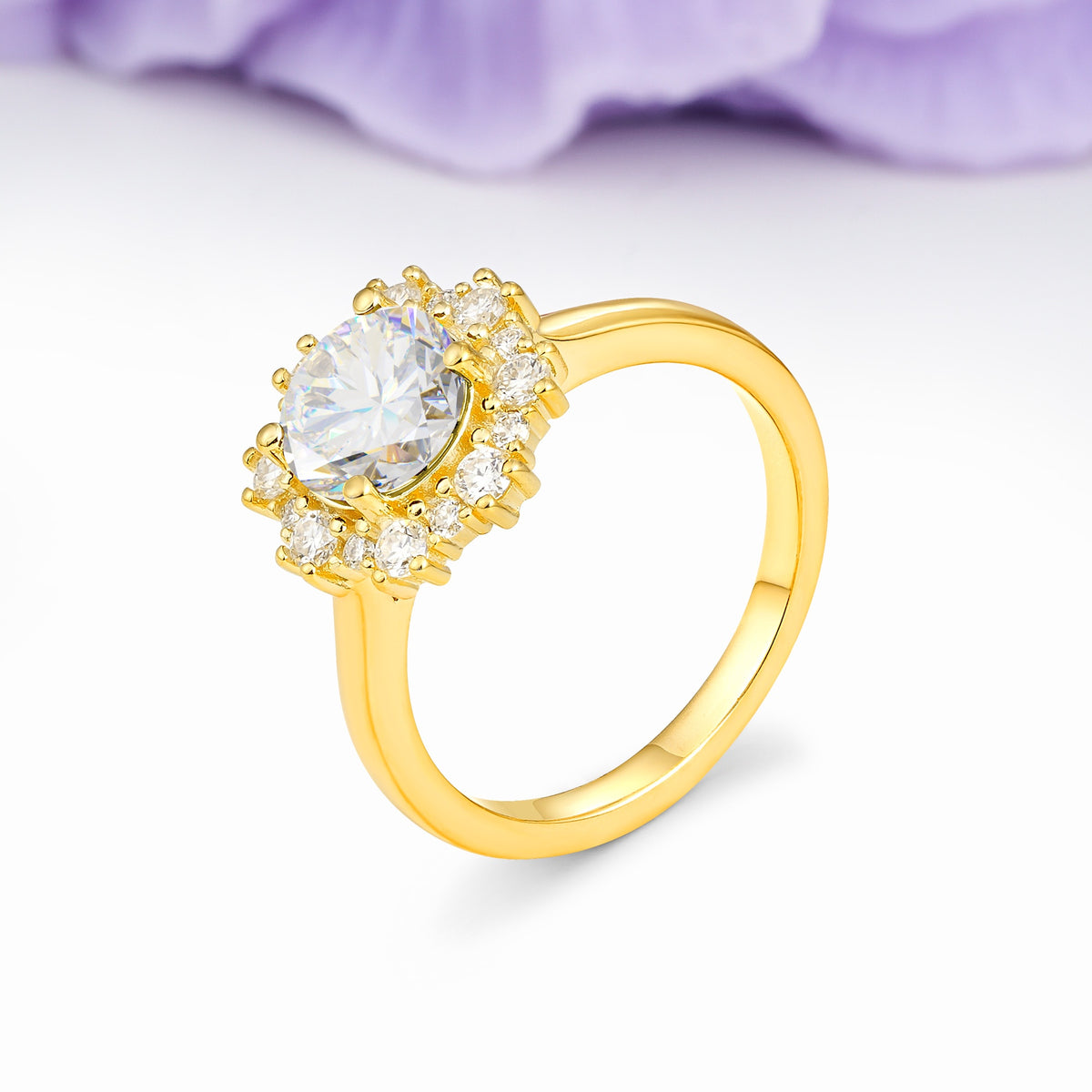 Unique Pavé-Set, Luxurious 4-Prong Round-Cut Moissanite Engagement Ring - Additional view