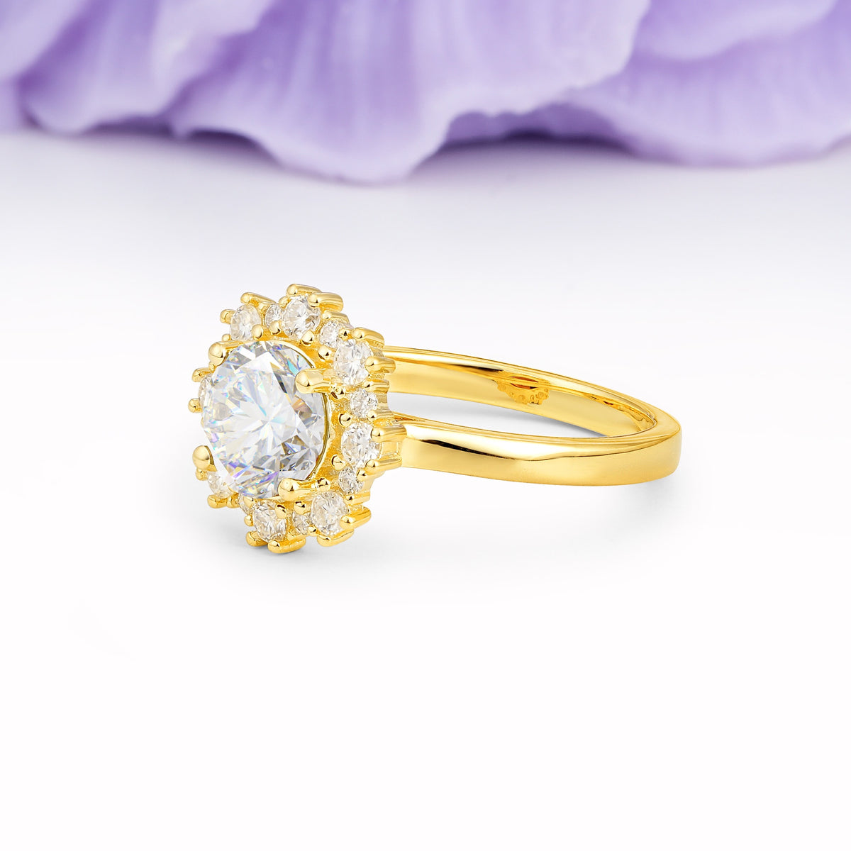 Unique Pavé-Set, Luxurious 4-Prong Round-Cut Moissanite Engagement Ring - Additional view