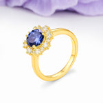 Unique Pavé-Set, Luxurious 4-Prong Round-Cut Tanzanite Engagement Ring - Additional view