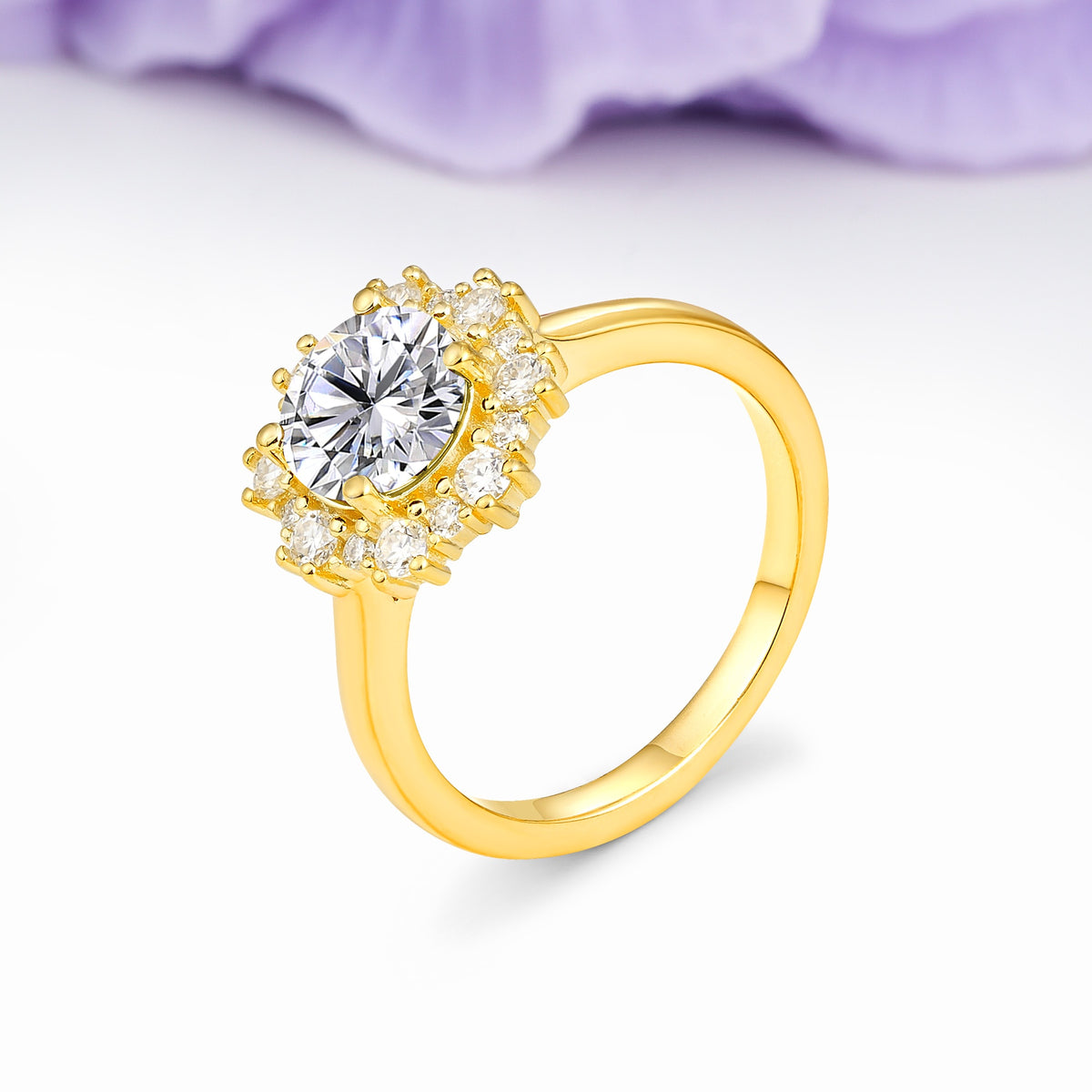 Unique Pavé-Set, Luxurious 4-Prong Round-Cut Lab Diamond Engagement Ring - Additional view