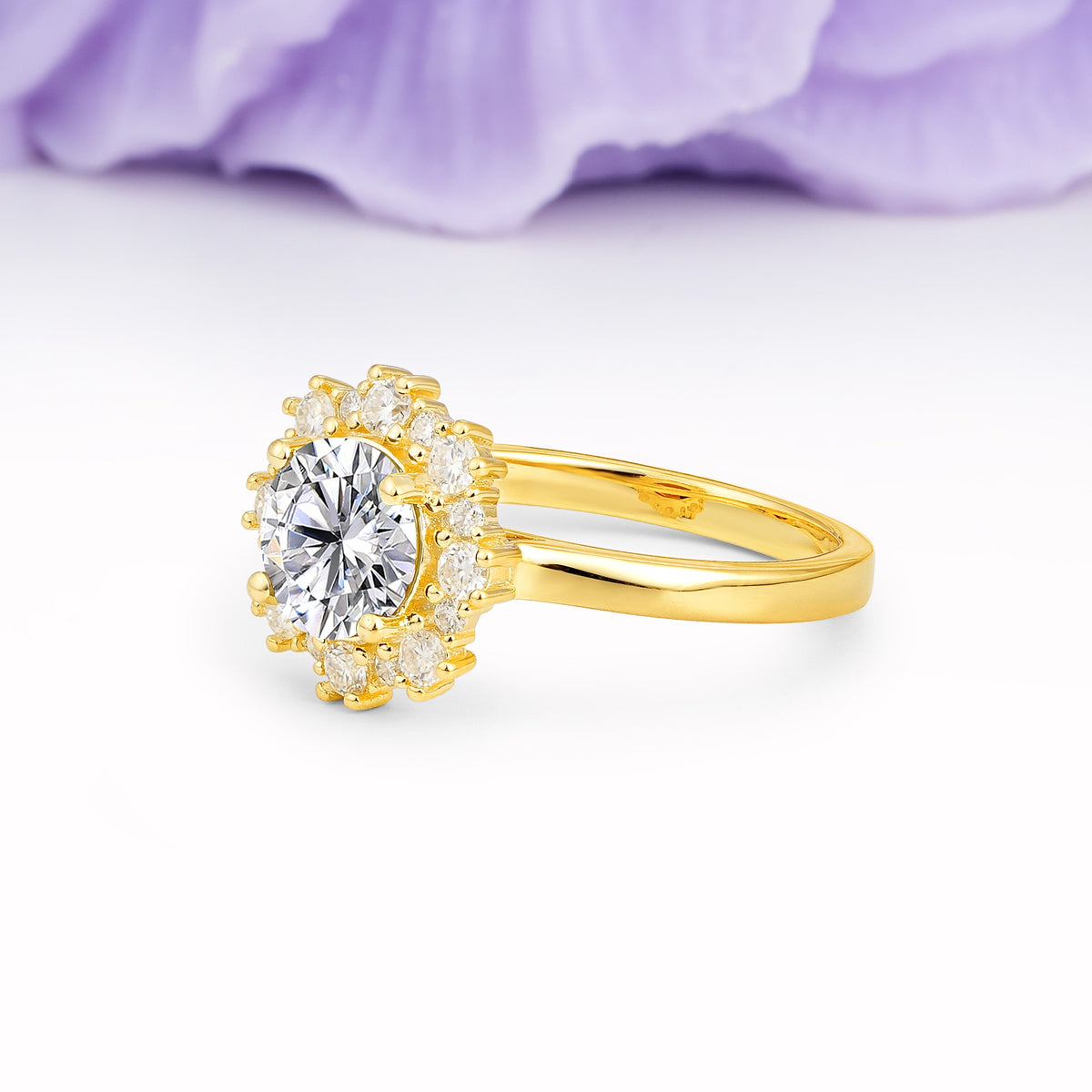 Unique Pavé-Set, Luxurious 4-Prong Round-Cut Lab Diamond Engagement Ring - Additional view