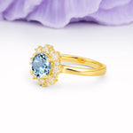 Unique Pavé-Set, Luxurious 4-Prong Round-Cut Aquamarine Engagement Ring - Additional view
