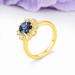 Unique Pavé-Set, Luxurious 4-Prong Round-Cut Alexandrite Engagement Ring - Additional view