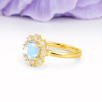 Unique Pavé-Set, Luxurious 4-Prong Round-Cut Moonstone Engagement Ring - Additional view