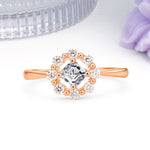 Dainty Plain Polished Band Radiant Flower Halo Princess Cut Moissanite Engagement Ring - Additional view