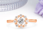 Dainty Plain Polished Band Radiant Flower Halo Princess Cut Lab Diamond Engagement Ring - Additional view