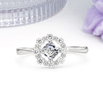 Dainty Plain Polished Band Radiant Flower Halo Princess Cut Moissanite Engagement Ring - Additional view