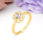 Dainty Plain Polished Band Radiant Flower Halo Princess Cut Moissanite Engagement Ring - Additional view
