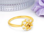 Dainty Plain Polished Band Radiant Flower Halo Princess Cut Citrine Engagement Ring - Additional view