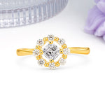 Dainty Plain Polished Band Radiant Flower Halo Princess Cut Lab Diamond Engagement Ring - Additional view