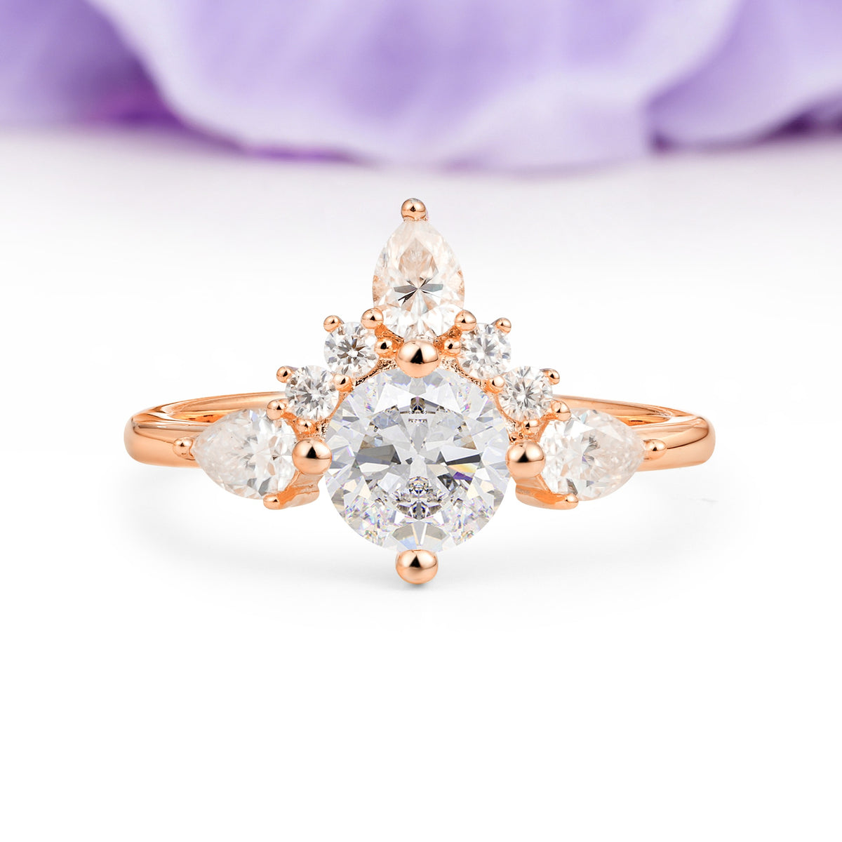 Classic Luxury Crown 4-Prong Round-Cut Moissanite Engagement Ring - Additional view
