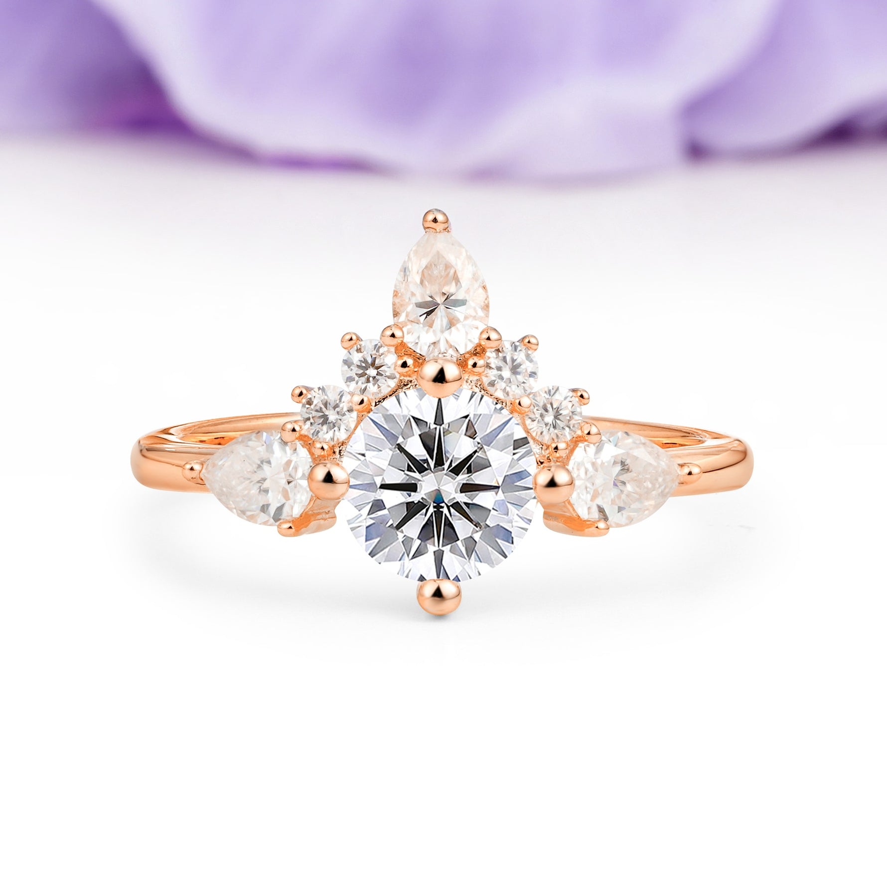 Classic Luxury Crown 4-Prong Round-Cut Lab Diamond Engagement Ring - Additional view