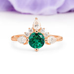 Classic Luxury Crown 4-Prong Round-Cut Emerald Engagement Ring - Additional view