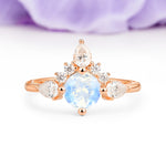 Classic Luxury Crown 4-Prong Round-Cut Moonstone Engagement Ring - Additional view