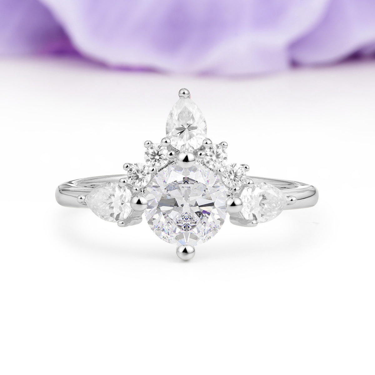 Classic Luxury Crown 4-Prong Round-Cut Moissanite Engagement Ring - Additional view