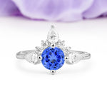 Classic Luxury Crown 4-Prong Round-Cut Sapphire Engagement Ring - Additional view
