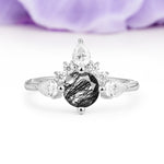 Classic Luxury Crown 4-Prong Round-Cut Black Rutilated Quartz Engagement Ring - Additional view