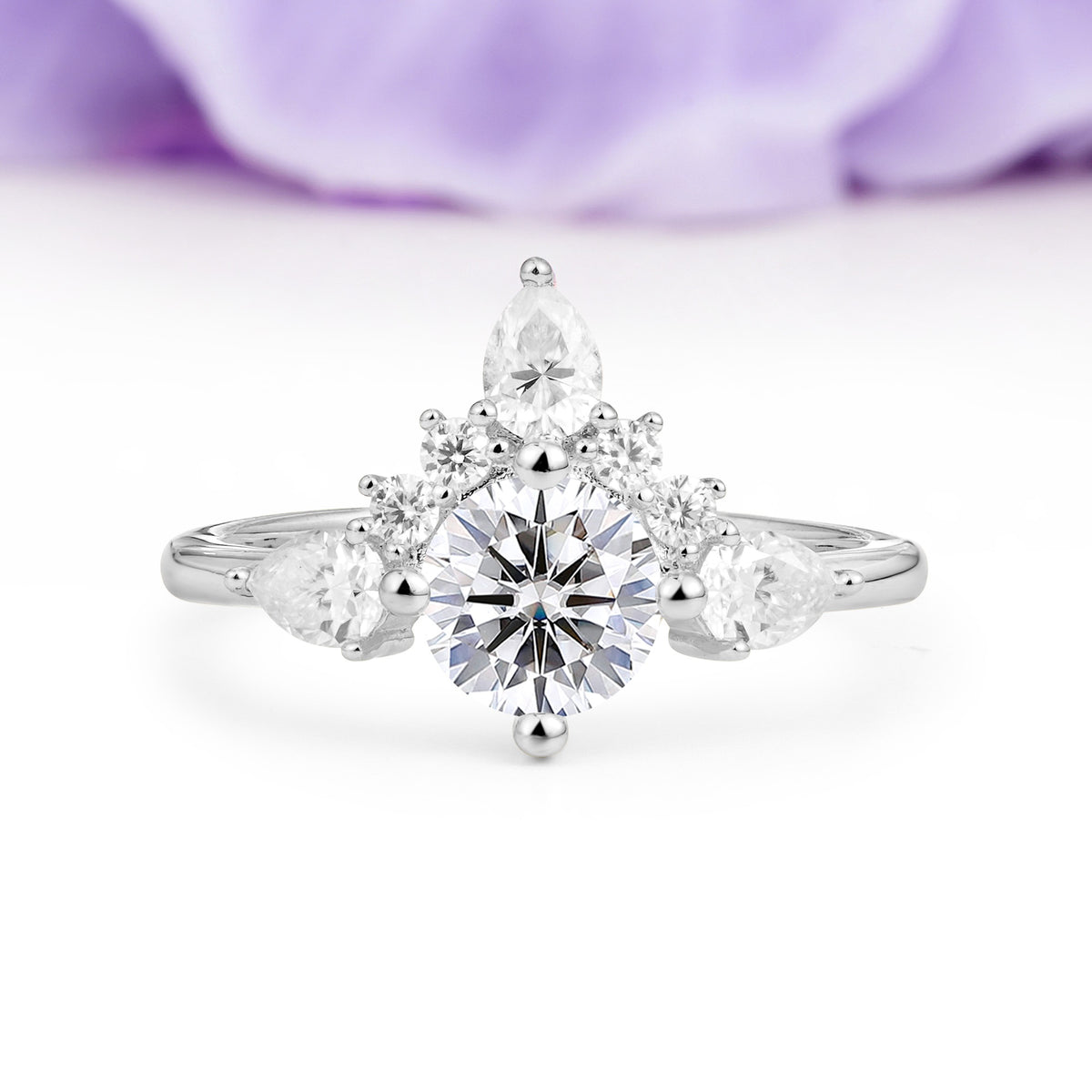 Classic Luxury Crown 4-Prong Round-Cut Lab Diamond Engagement Ring - Additional view