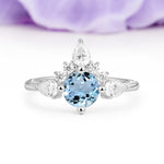 Classic Luxury Crown 4-Prong Round-Cut Aquamarine Engagement Ring - Additional view