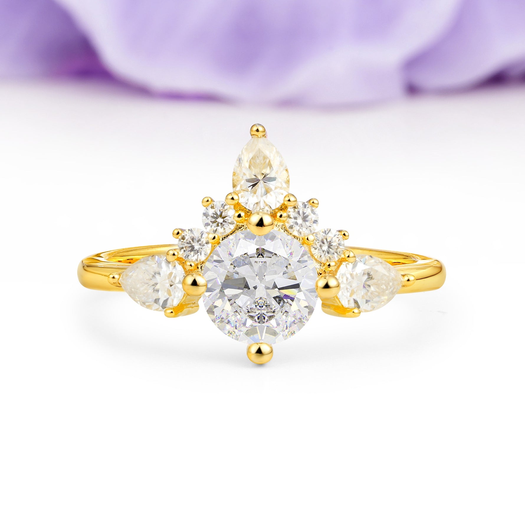 Classic Luxury Crown 4-Prong Round-Cut Moissanite Engagement Ring - Additional view