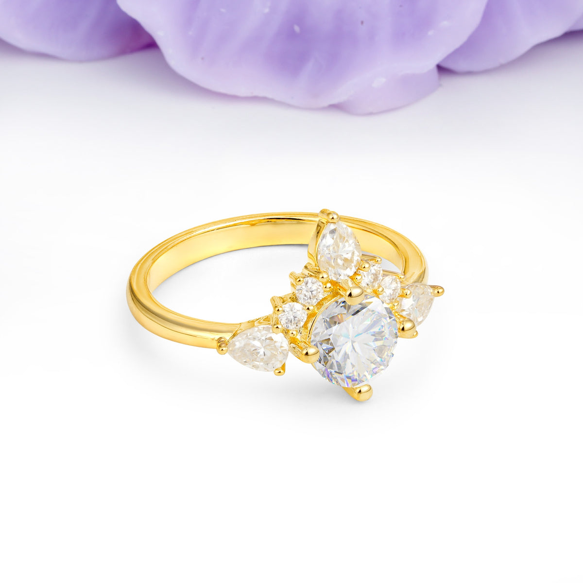 Classic Luxury Crown 4-Prong Round-Cut Moissanite Engagement Ring - Additional view