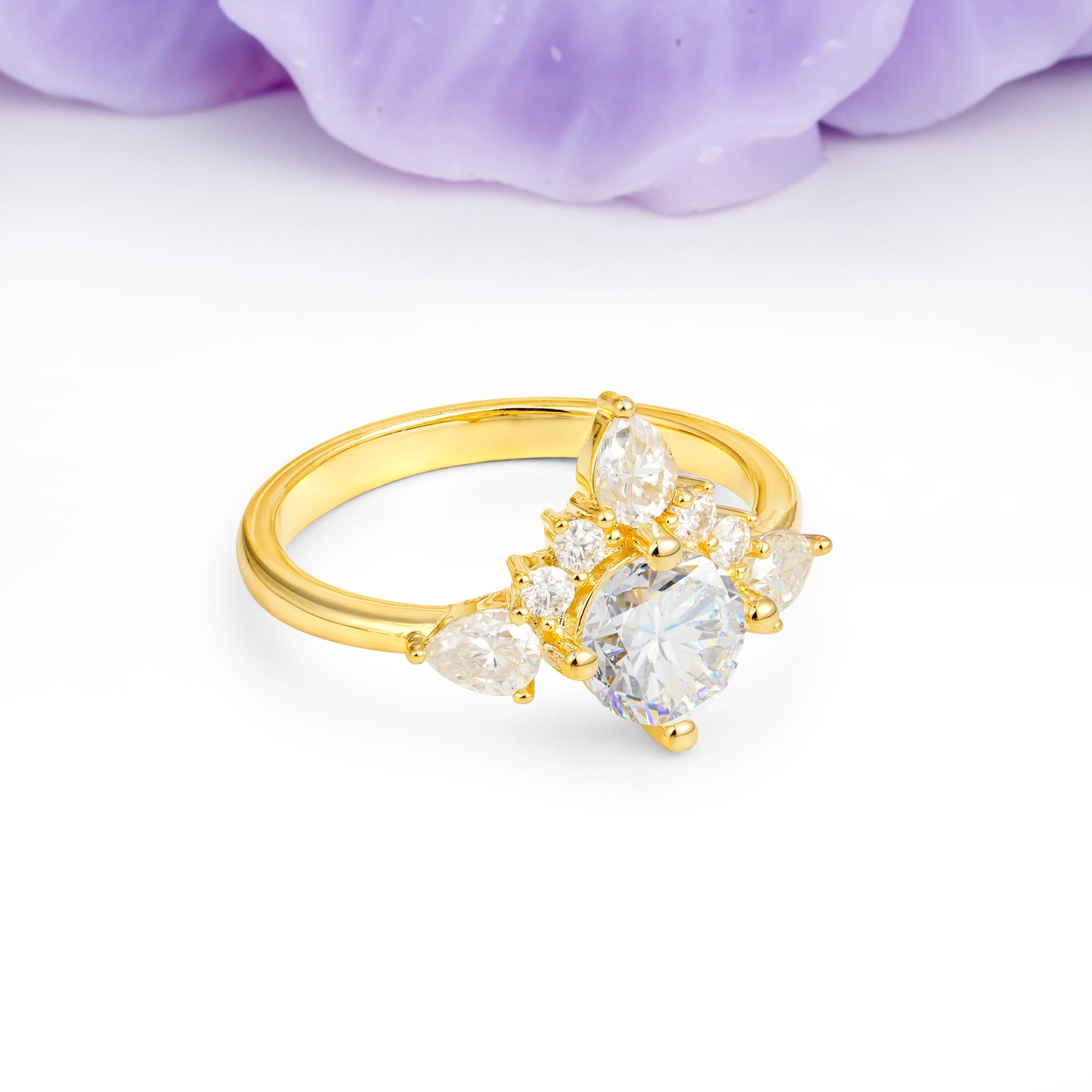 Classic Luxury Crown 4-Prong Round-Cut Moissanite Engagement Ring - Additional view