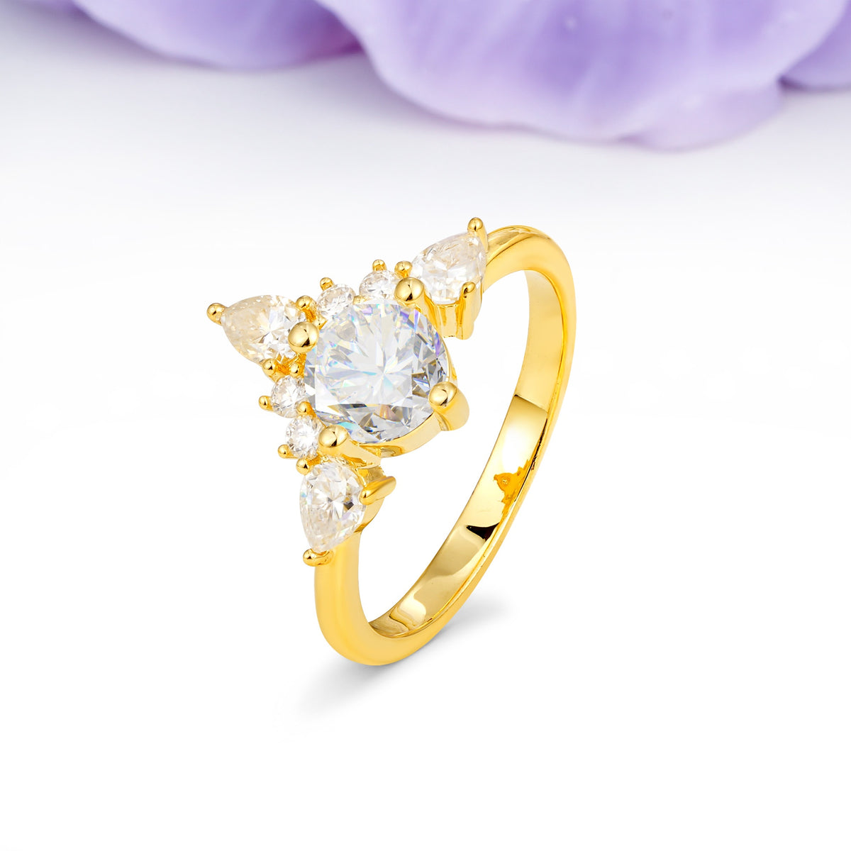 Classic Luxury Crown 4-Prong Round-Cut Moissanite Engagement Ring - Additional view