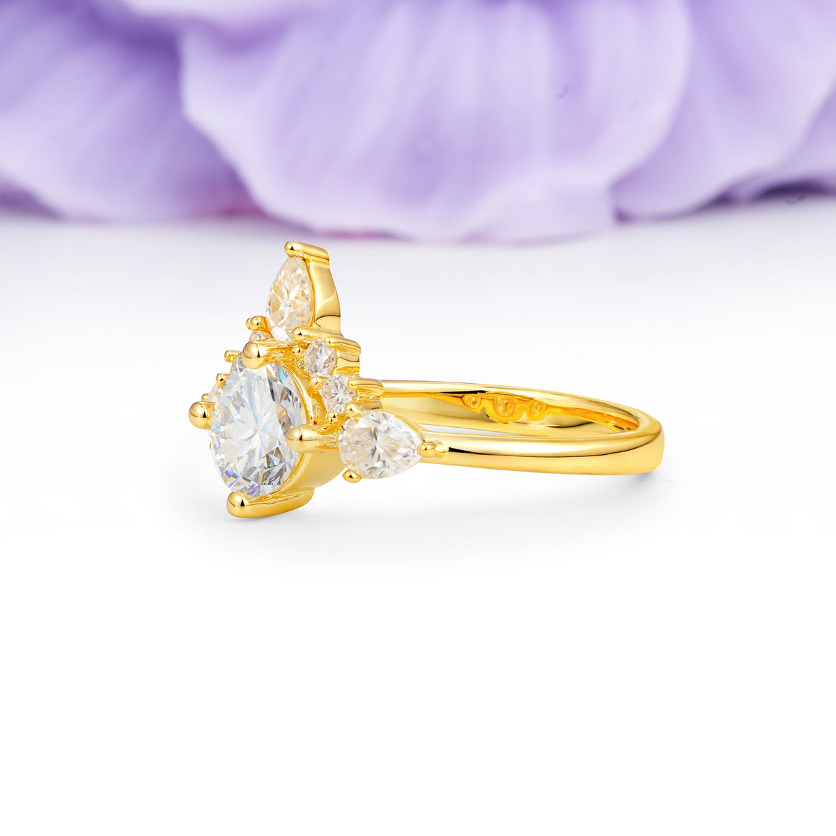 Classic Luxury Crown 4-Prong Round-Cut Moissanite Engagement Ring - Additional view
