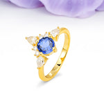 Classic Luxury Crown 4-Prong Round-Cut Sapphire Engagement Ring - Additional view