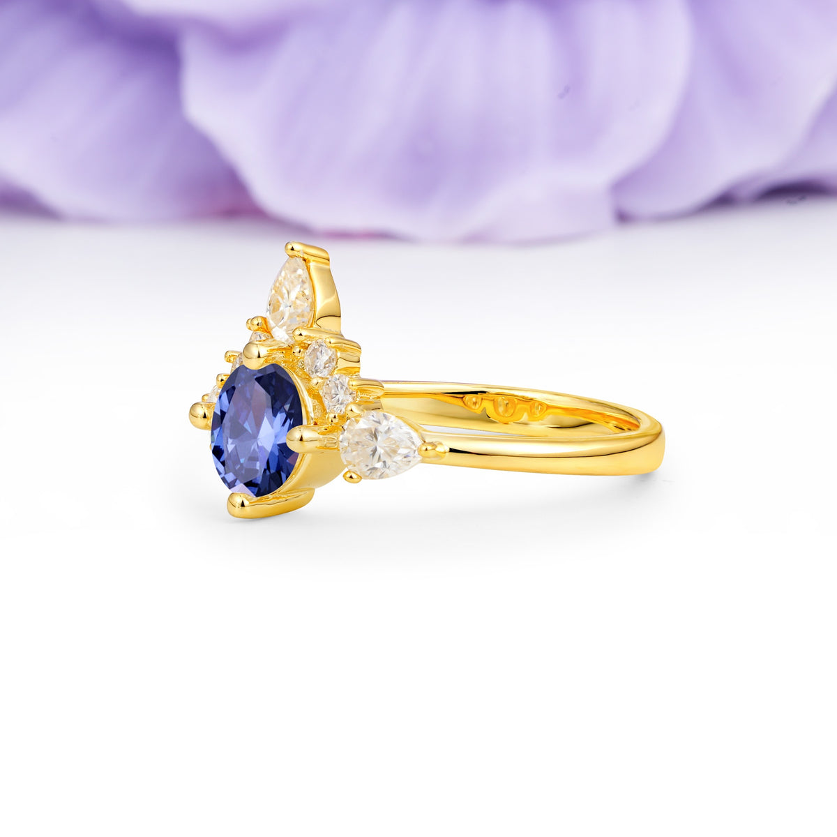 Classic Luxury Crown 4-Prong Round-Cut Tanzanite Engagement Ring - Additional view
