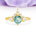 Classic Luxury Crown 4-Prong Round-Cut Moss Agate Engagement Ring - Additional view