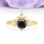 Classic Luxury Crown 4-Prong Round-Cut Black Onyx Engagement Ring - Additional view