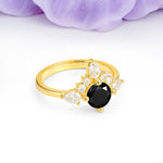 Classic Luxury Crown 4-Prong Round-Cut Black Onyx Engagement Ring - Additional view