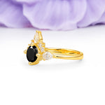 Classic Luxury Crown 4-Prong Round-Cut Black Onyx Engagement Ring - Additional view
