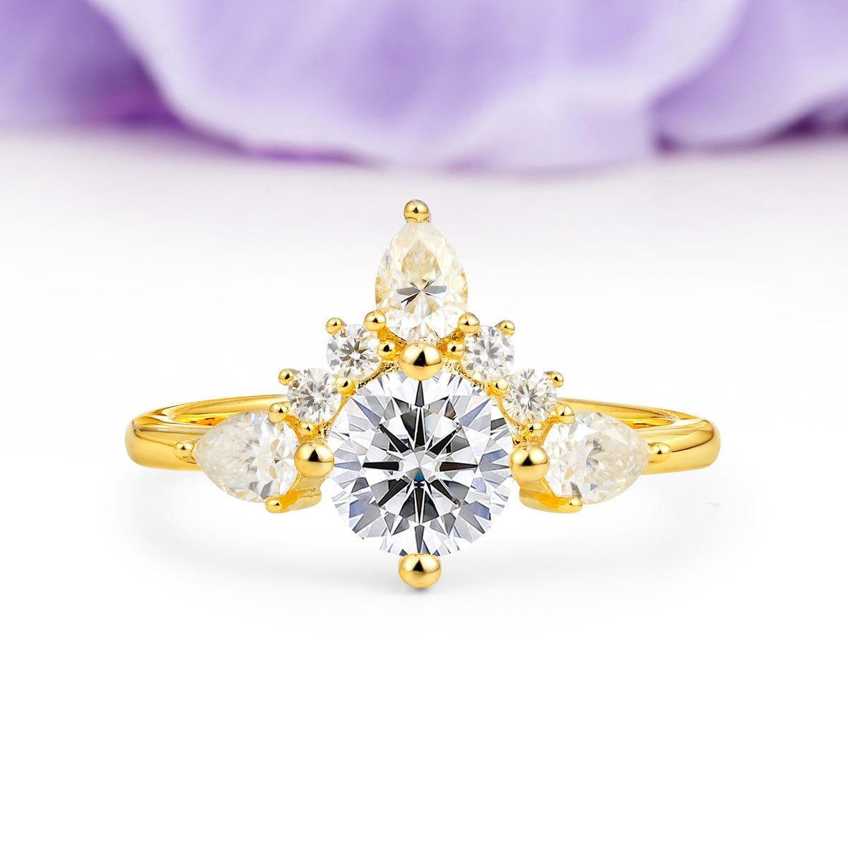 Classic Luxury Crown 4-Prong Round-Cut Lab Diamond Engagement Ring - Additional view
