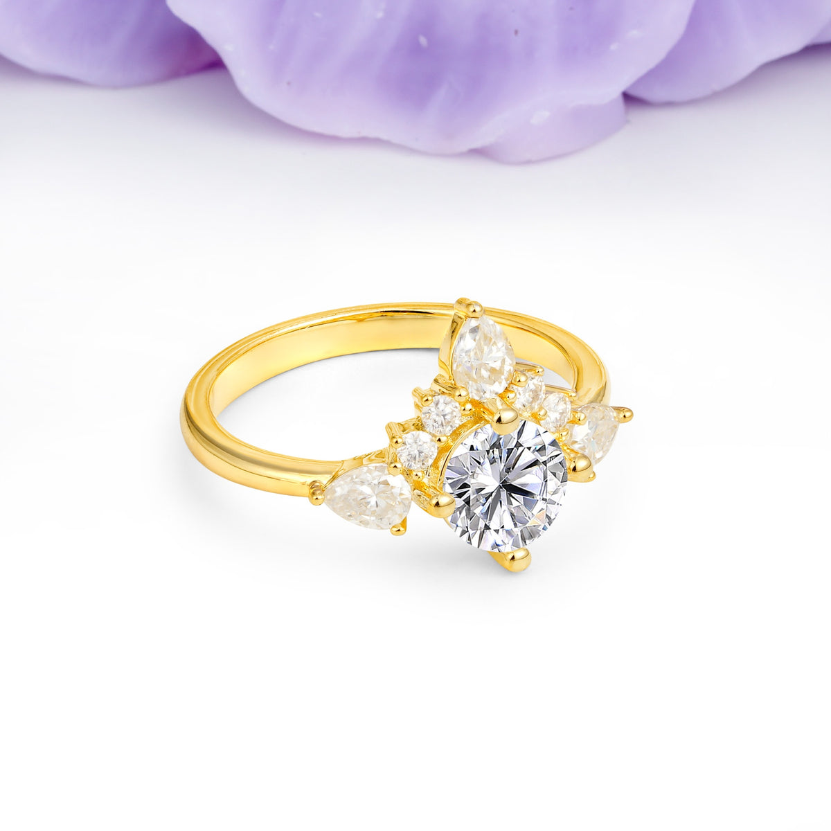 Classic Luxury Crown 4-Prong Round-Cut Lab Diamond Engagement Ring - Additional view