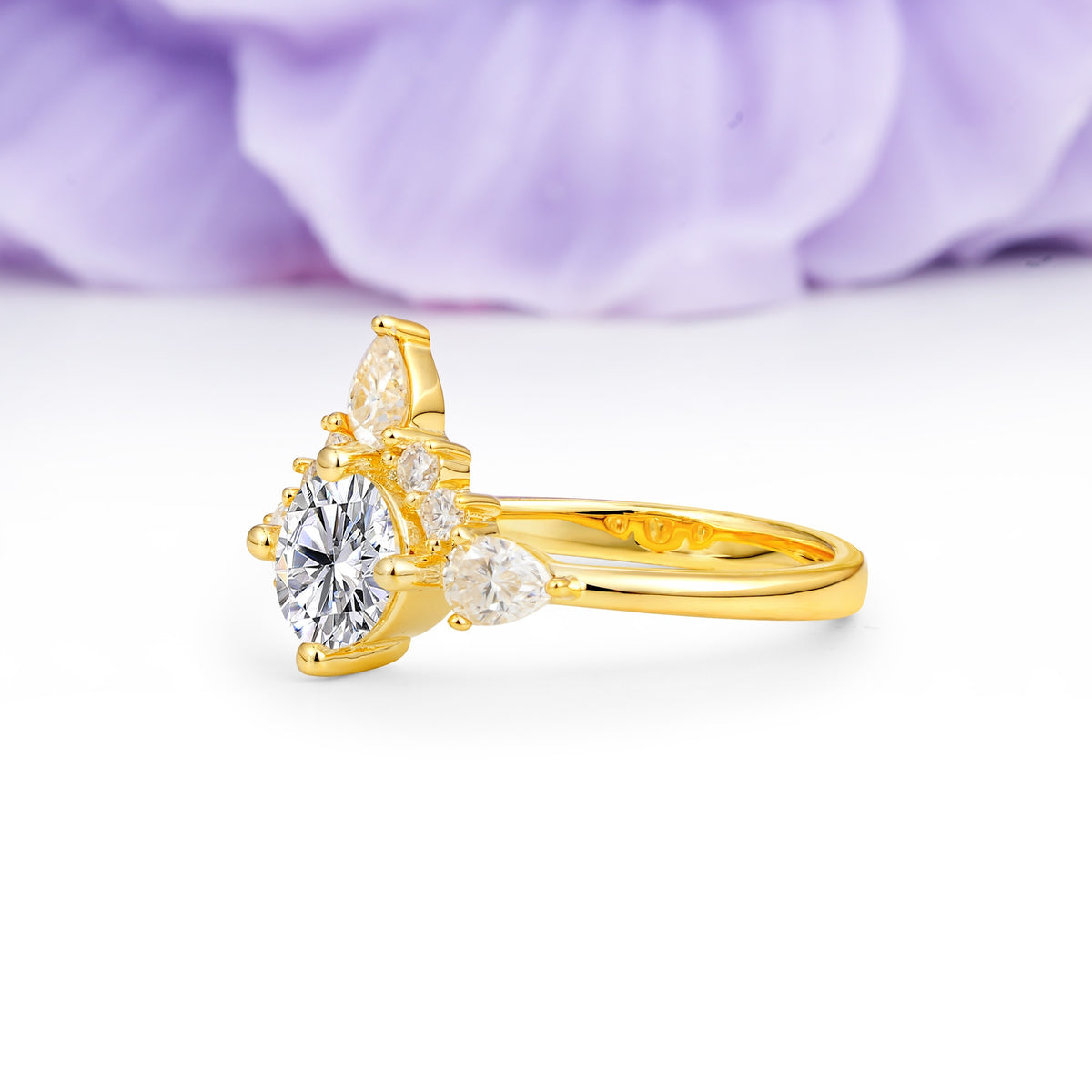 Classic Luxury Crown 4-Prong Round-Cut Lab Diamond Engagement Ring - Additional view
