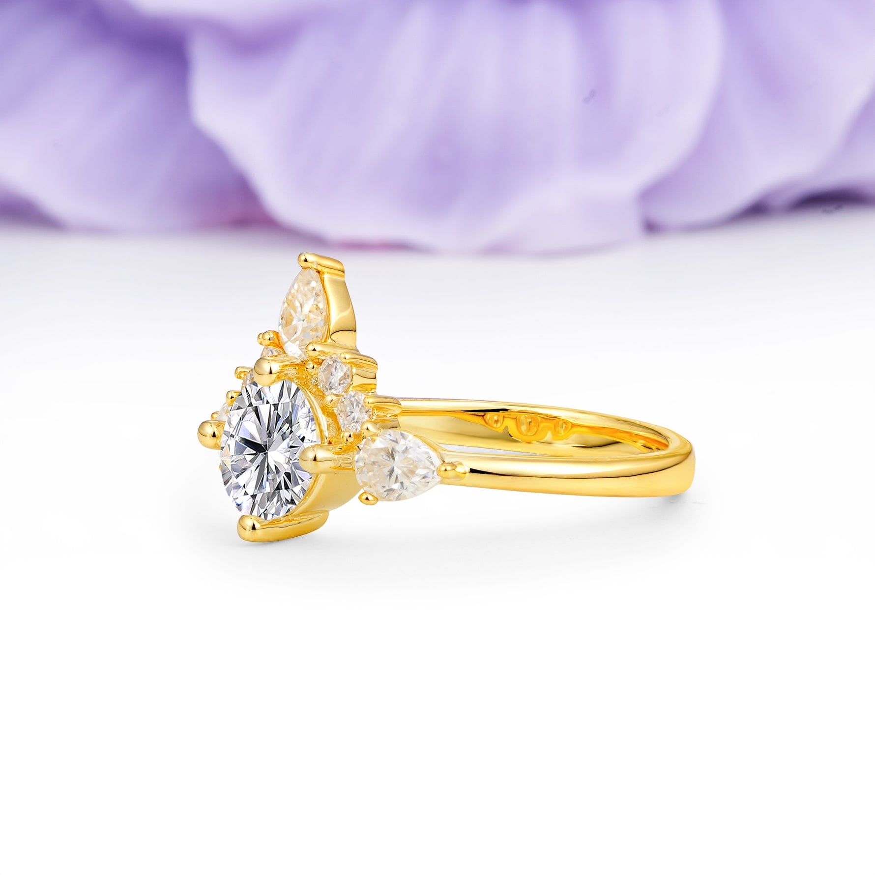 Classic Luxury Crown 4-Prong Round-Cut Lab Diamond Engagement Ring - Additional view