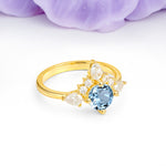 Classic Luxury Crown 4-Prong Round-Cut Aquamarine Engagement Ring - Additional view