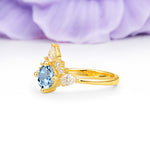 Classic Luxury Crown 4-Prong Round-Cut Aquamarine Engagement Ring - Additional view