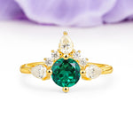 Classic Luxury Crown 4-Prong Round-Cut Emerald Engagement Ring - Additional view