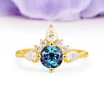 Classic Luxury Crown 4-Prong Round-Cut Alexandrite Engagement Ring - Additional view