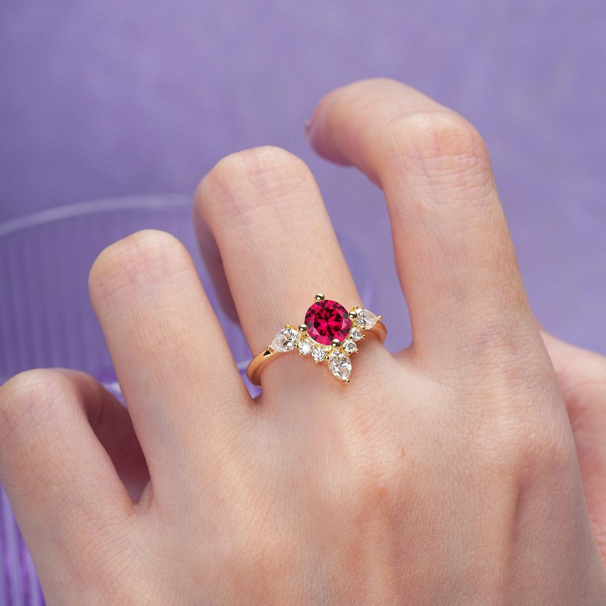 Classic Luxury Crown 4-Prong Round-Cut Ruby Engagement Ring