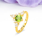 Classic Luxury Crown 4-Prong Round-Cut Peridot Engagement Ring - Additional view