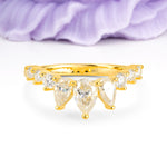 Distinctive Pavé Set 3 Prong Pear Cut Moissanite Wedding Ring - Additional view