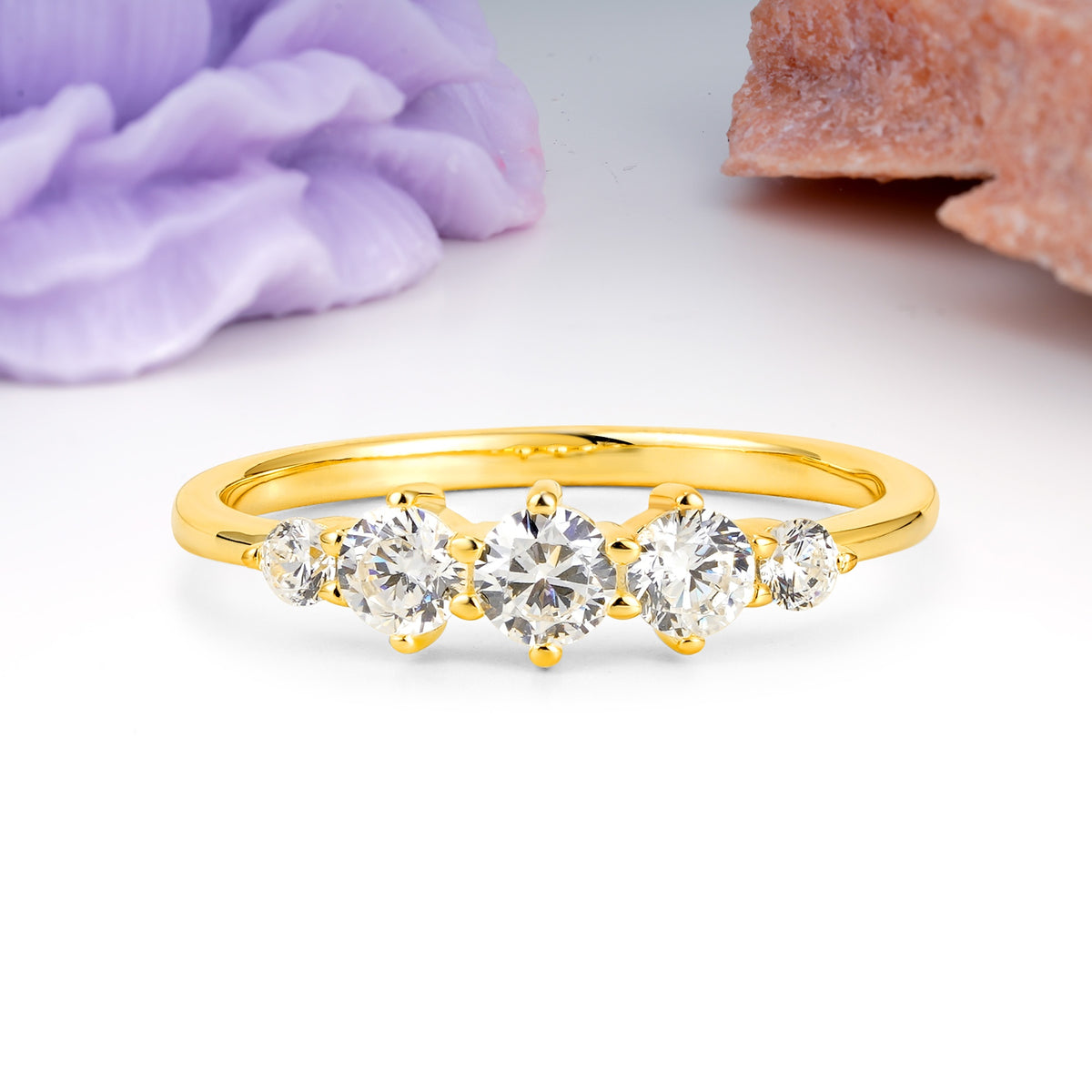 Distinctive Pavé Set 6 Prong Round Cut Moissanite Wedding Ring - Additional view