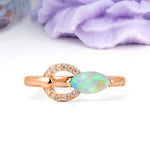 Unique 2-Prong Marquise Cut Fire Opal Engagement Ring - Additional view