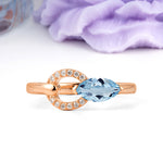 Unique 2-Prong Marquise Cut Aquamarine Engagement Ring - Additional view