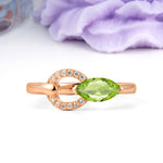 Unique 2-Prong Marquise Cut Peridot Engagement Ring - Additional view