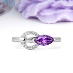 Unique 2-Prong Marquise Cut Amethyst Engagement Ring - Additional view